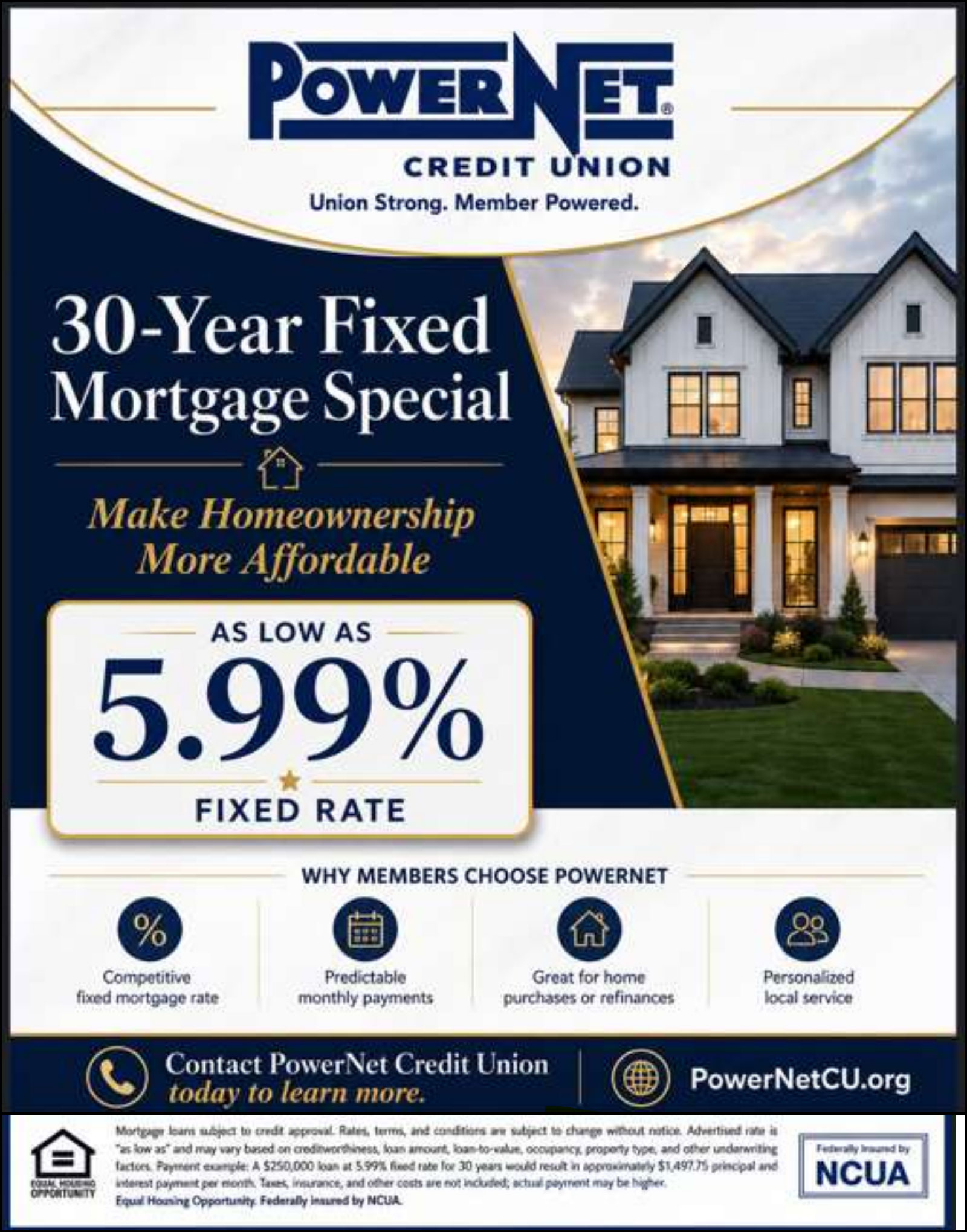 30 Year fixed Mortgage special. As low as 5.99% fixed rate